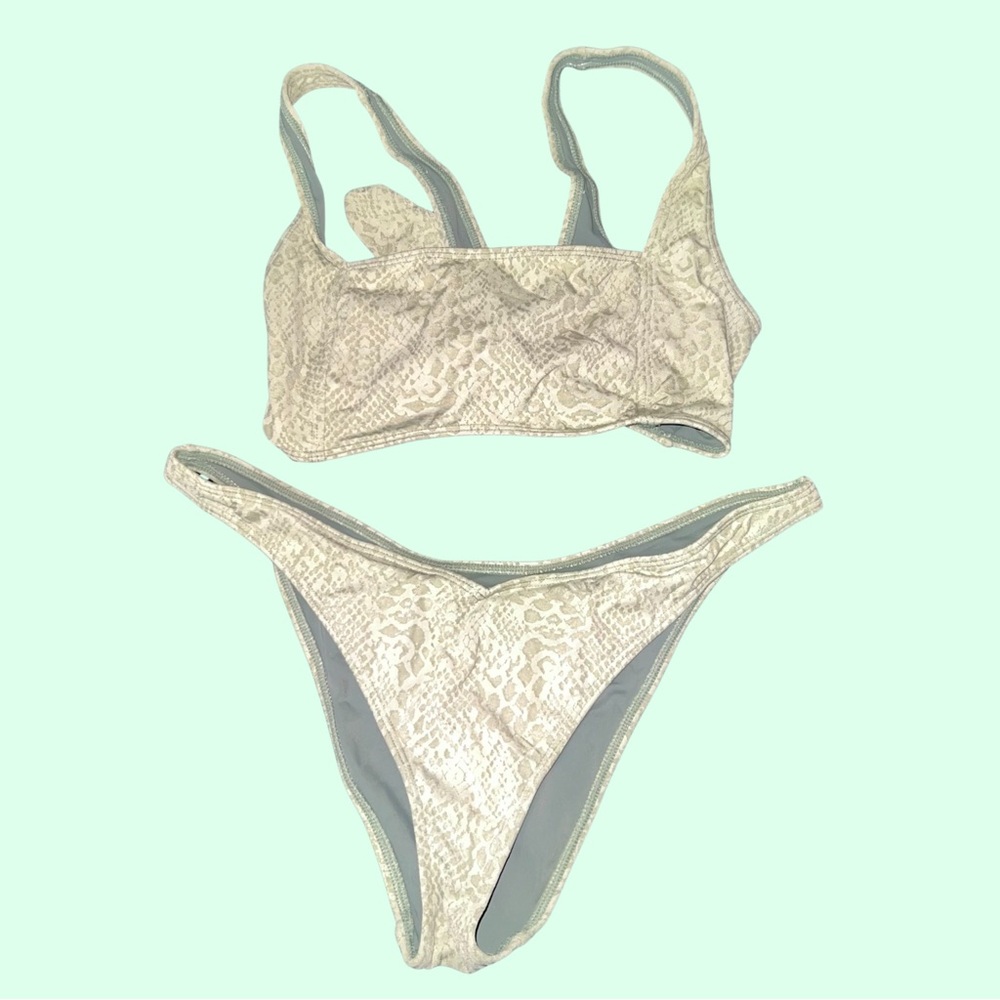 Kendall & Kylie Vintage Green Snake Skin Bikini
